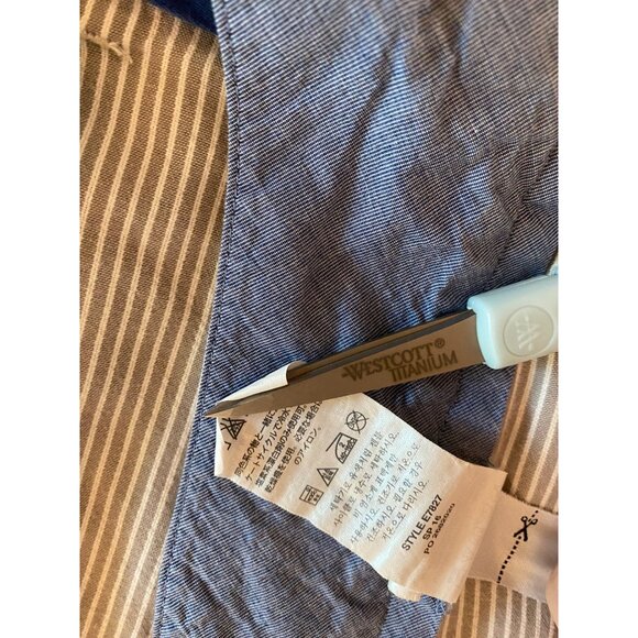 J. CREW 10.5" Club Shorts Men 34W Striped Grey/White Flat Front Casual Chino - Picture 13 of 16